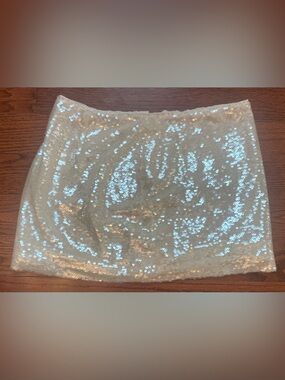 Reformation Carla Low Waist Skirt Sz 8 Prism/Ivory Sequin Lined USA Zip/Hook/Eye
